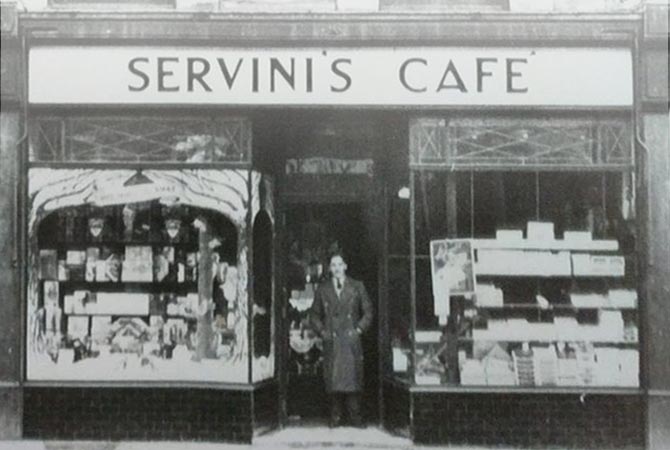 Original shop front, Servini's cafe